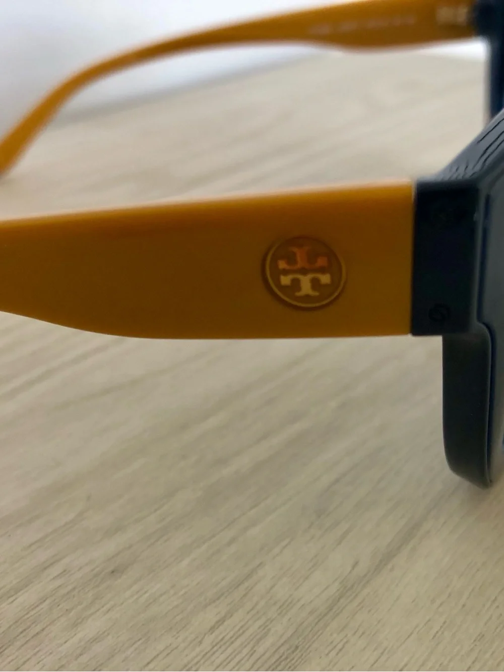 Tory Burch TY9023 Navy Blue Yellow Square Sunglasses w/ Orange Case